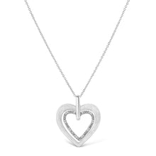 将图片加载到图库查看器,.925 Sterling Silver Prong-Set Diamond Accent Double Heart 18" Pendant Necklace (I-J Color, I1-I2 Clarity)