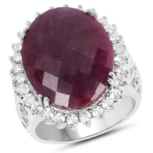 Load image into Gallery viewer, 19.12 Carat Genuine Ruby and White Topaz .925 Sterling Silver Ring