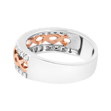 Load image into Gallery viewer, 10K White and Rose Gold 1/3 Cttw Diamond Split Shank and Infinity Ribbon Band Ring (I-J Color, I1-I2 Clarity) - Size 6