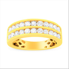 将图片加载到图库查看器,10K Yellow Gold Two-Row Diamond Band Ring (1 Cttw, J-K Color, I1-I2 Clarity) - Size 6