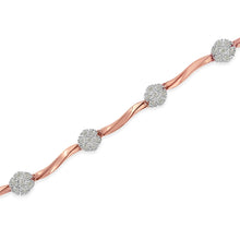 将图片加载到图库查看器,.925 10k Rose Gold Over Sterling Silver 1.0 cttw Diamond Floral Link Bracelet (I-J Color,I3 Clarity)