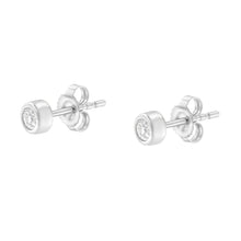 Load image into Gallery viewer, 10K White Gold 0.15 Cttw Round Brilliant-Cut Near Colorless Diamond Bezel-Set Stud Earrings (H-I Color, I1-I2 Clarity)