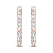 Load image into Gallery viewer, 18K Rose Gold 1 Cttw Round Bezel-Set Diamond Hoop Earrings (F-G Color, VS1-VS2 Clarity)