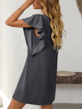 Load image into Gallery viewer, Ruffled Round Neck Short Sleeve Dress Feminine Simple Classic Dress Breathable And Comfy Dress