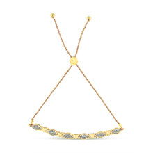 Load image into Gallery viewer, 14K Yellow Gold Plated .925 Sterling Silver Diamond Accent Alternating Marquise Shape and Heart Links Bolo Bracelet (I-J Color, I3 Clarity) - Adjustable 6" to 9"