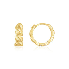 Load image into Gallery viewer, 14K Yellow Gold Thick Curb Chain Huggie Hoop Earrings