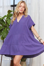 Load image into Gallery viewer, New Summer Tiered Notched Short Sleeve Dress For Women – Versatile, Elegant, Chic, Stylish, Comfortable & Fashionable