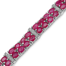 Load image into Gallery viewer, 16.77 Carat Genuine Glass Filled Ruby & White Topaz .925 Sterling Silver Bracelet