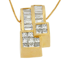 Load image into Gallery viewer, 14K Yellow Gold 1 1/2 cttw Princess and Baguette Cut Diamond Geometric Pendant Necklace (H-I Color, VS1-VS2 Clarity)