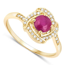 Load image into Gallery viewer, 0.63 Carat Genuine Ruby and White Diamond 14K Yellow Gold Ring