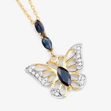 Load image into Gallery viewer, 0.92 Carat Genuine Blue Sapphire and White Zircon .925 Sterling Silver Pendant