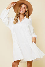 Load image into Gallery viewer, Johnny Collar Balloon Sleeve Mini Dress For Women – Trendy, Fluttering, Fashion-Forward & Chic Statement Dress