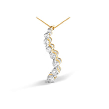 将图片加载到图库查看器,AGS Certified 14K Yellow Gold 3.0 Cttw Baguette and Brilliant Round-Cut Diamond Journey 18" Pendant Necklace (G-H Color, SI2-I1 Clarity)