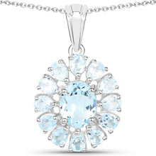 将图片加载到图库查看器,14.02 Carat Genuine Blue Topaz and White Topaz .925 Sterling Silver 3 Piece Jewelry Set (Ring, Earrings, and Pendant w/ Chain)