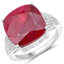 Load image into Gallery viewer, 14.47 Carat Dyed Ruby and White Topaz .925 Sterling Silver Ring