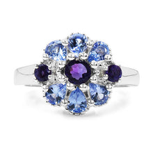 Load image into Gallery viewer, 1.25 Carat Genuine Tanzanite, Amethyst & White Topaz .925 Sterling Silver Ring