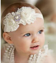 Load image into Gallery viewer, Handamde Baby Headband Bow-knot Handmade Hair Accessories Lace Chiffon Pearl Elastic Bow for Baby Girls