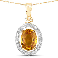 Load image into Gallery viewer, 1.78 Carat Genuine Yellow Sapphire and White Diamond 14K Yellow Gold Pendant