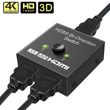将图片加载到图库查看器,4K HDMI Switch Splitter 2 Ports Bi-Directional HDMI Switch 2 Port Display Selector Switcher Splitter Supports Ultra HD 4K 1080P 3D HDR For HDTV Gaming