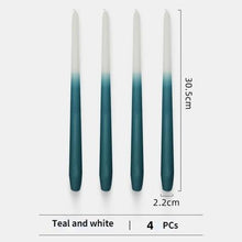 Load image into Gallery viewer, 4pc Unscented 12" Candles Colored Long Stick Candle Smokeless Home Wedding Centerpiece Birthday Candle Tall Taper Candles Dripless Unscented Dinner Candle Paraffin Wax Candles