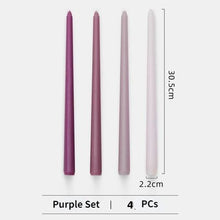 Load image into Gallery viewer, 4pc Unscented 12" Candles Colored Long Stick Candle Smokeless Home Wedding Centerpiece Birthday Candle Tall Taper Candles Dripless Unscented Dinner Candle Paraffin Wax Candles