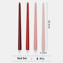 Load image into Gallery viewer, 4pc Unscented 12" Candles Colored Long Stick Candle Smokeless Home Wedding Centerpiece Birthday Candle Tall Taper Candles Dripless Unscented Dinner Candle Paraffin Wax Candles