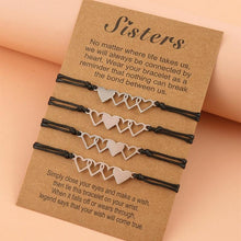 Load image into Gallery viewer, 4pcs/set Charismatic Heart Sisters Card Bracelets Best Friendship Forever Stainless Steel Handmade Mother Daughter Wish Bracelets Set Mommy And Me Heart Charm Relationships Matching Bracelet With Card For Women Sister Mom