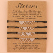 Load image into Gallery viewer, 4pcs/set Charismatic Heart Sisters Card Bracelets Best Friendship Forever Stainless Steel Handmade Mother Daughter Wish Bracelets Set Mommy And Me Heart Charm Relationships Matching Bracelet With Card For Women Sister Mom