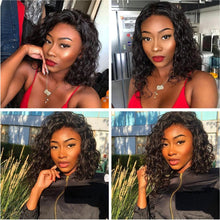 将图片加载到图库查看器,4X4 Water Wave Short Bob Wig 8-12Inches Best Human Hair Wigs For Black Woman Brazilian Pre Plucked Baby Hairs Jerry Curl Wigs Wigs For Black Women Gifts for Girlfriends