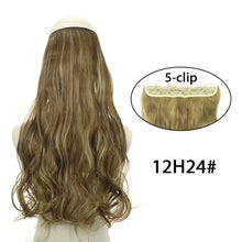 Load image into Gallery viewer, 5 Clip In Hair Extension Heat Resistant Fake Hairpieces Long Wavy Hairstyles Synthetic Clip Golden On Hair Extensions Straight Hair Extensions with Invisible Fish Line Layered Hairpiece