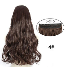 Load image into Gallery viewer, 5 Clip In Hair Extension Heat Resistant Fake Hairpieces Long Wavy Hairstyles Synthetic Clip Golden On Hair Extensions Straight Hair Extensions with Invisible Fish Line Layered Hairpiece