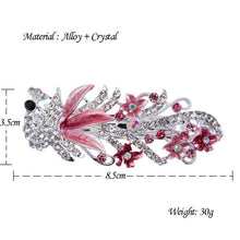 Load image into Gallery viewer, 5 Colors Trendy Peacock Barrettes Crystal Flower Hairpins Headwear For Hair Women Romantic Headdress Wedding Hair Accessories for Brides and Bridesmaids