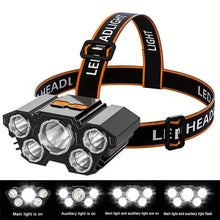 Load image into Gallery viewer, 5 LED Headlamp High Lumens Super Bright Outdoor Headlight
