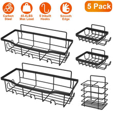 Load image into Gallery viewer, 5-Pack: Shower Caddy Shelves with 18 Inbuilt Hooks