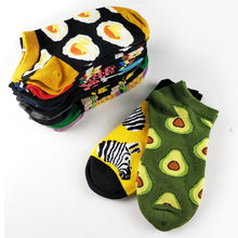 Load image into Gallery viewer, 5 Pairs Animal Food Fruit Avocado Zebra Burger Omelets Flamingo Socks Happy Cotton Ankle Funny Combed Out Of Pure Cotton Summer Casual Sock For Men And Women