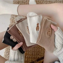 Load image into Gallery viewer, 5-Pairs: Bear Embroidery Low Cut Ankle Socks