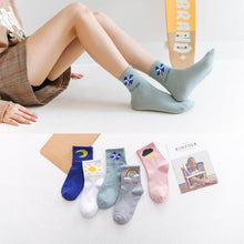 Load image into Gallery viewer, 5 Pairs Fashion Unisex Cute Cartoon face Patterned Long Socks Soft Breathable Cotton Material Sport Summer Warm Winter Funny Harajuku Socks For Men And Women