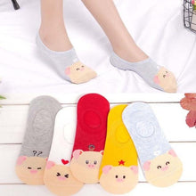 Load image into Gallery viewer, 5 pairs Summer Socks Female Cartoon Animal Bear Mouse Socks Cute Funny Invisible Cotton Ankle Socks For Women