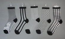 Load image into Gallery viewer, 5 Pairs Young Girl Funny Cute Fashion Colorful Candy Dot Red Lips Wave Socks Sweet Women Thin Summer Ankle Crystal Sheer Socks For Women