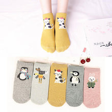 Load image into Gallery viewer, 5 Pairs/Set Women's Cotton Happy Cute Cat Short Socks Print Cartoon Animal Casual Summer Socks Red Heart Funny Ankle Socks Pure Cotton Socks For Men And Women