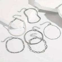 将图片加载到图库查看器,5-Piece: Elegant Multi-Layered Chain Bracelet Set