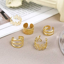 Load image into Gallery viewer, 5-Pieces: Golden Leaf Cutout Ear Clips