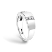 Load image into Gallery viewer, Men's .925 Sterling Silver 1/2 Cttw Diamond Triple Three Stone Row Band Ring (H-I Color, I1-I2 Clarity) - Ring Size 10