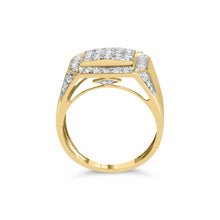 Load image into Gallery viewer, Men's 10K Yellow Gold 2 1/8 Cttw Diamond Composite Cluster Cocktail Ring Band