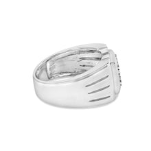 Load image into Gallery viewer, .925 Sterling Silver Diamond Accent Miracle-Set 9 Stone Ridged Band Gentlemen's Fashion Ring (I-J Color, I3 Clarity) - Size 10