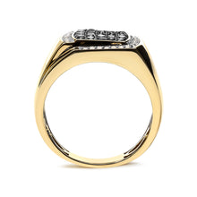 Load image into Gallery viewer, Men's 10K Yellow Gold 1.00 Cttw Cushion Cluster Black and White Diamond Statement Ring (I-J Color, I2-I3 Clarity) - Ring Size 10.5