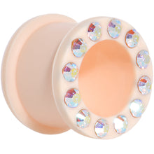 Load image into Gallery viewer, 9/16 Aurora Gem Peach Silicone Double Flare Tunnel