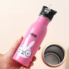 Load image into Gallery viewer, 500ml Cute Baby Water Cup Leak Proof Bottle With Straw Lid Children School Outdoor Drinking Bottle Training Cup Steel Sports Water Bottle Portable Sports Bottle