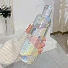Load image into Gallery viewer, 500ml Glass Water Bottle with Time Marker Transparent Milk Cup Outdoor Sports Portable Leakproof Drink Bottle with Cup Sets Water Bottle Leak-proof Time Scale Print Transparent High Bottle for Office Water Bottle