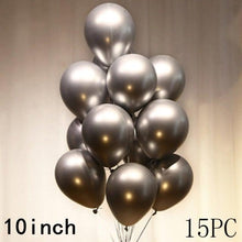 Load image into Gallery viewer, 50/15pcs 10inch Gold Silver Black Metal Latex Confetti Balloons For Wedding Decorations Birthday Party Decorations Bridal Showers Baby Showers